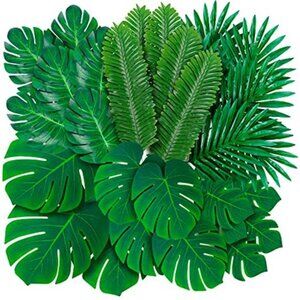 108 Pack Palm Leaves Artificial Tropical Monstera 6 Kinds Large Small Green